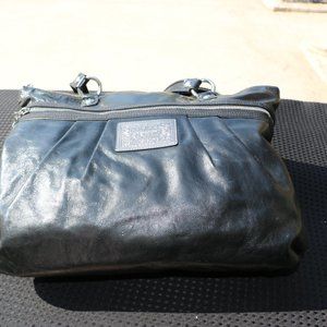 Coach Poppy Daisy Liquid Gloss Black Gold Patent Leather Satchel